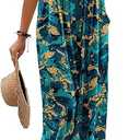 YESNO Women's Summer Casual Overalls Loose Wide Leg Jumpsuits Boho Floral Printed Baggy Rompers with Pockets PZH, 3XL