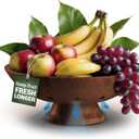 Bambsi Fruit Bowl - 11" Large Brown Wooden Pedestal Bowl for Kitchen Counter & Dining Table Centerpiece, Premium Bamboo Wood Fruit Basket & Banana Holder for Fresh Produce, Bread & Home Decor