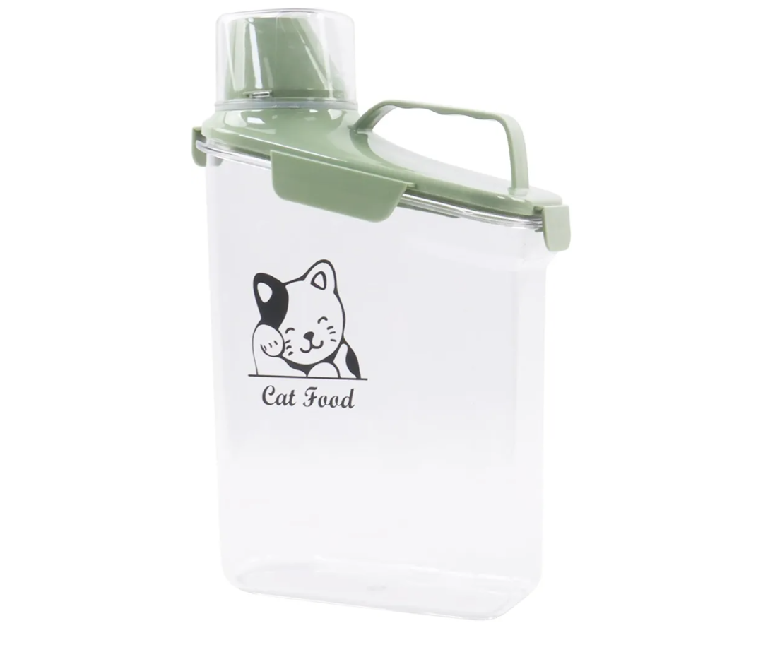 Ctomche Pet Food Storage Container with Measuring Cup and Pour Spout  Airtight, Leakproof, Portable Cat Food Dispenser  Green
