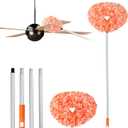 Ceiling Fan Cleaner Duster Reusable Microfiber Ceiling Fan Blade Cleaner Removable Duster with Extension Pole Adjusts 13 to 49.7 Inch for Cleaning Walls Furniture Door Window Top (Orange White)