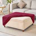 HFCNMY Stretch Knitted Jacquard Ottoman Cover - Thick Washable Slipcover for Square Storage Ottoman With Elastic Bottom - Red X-Large