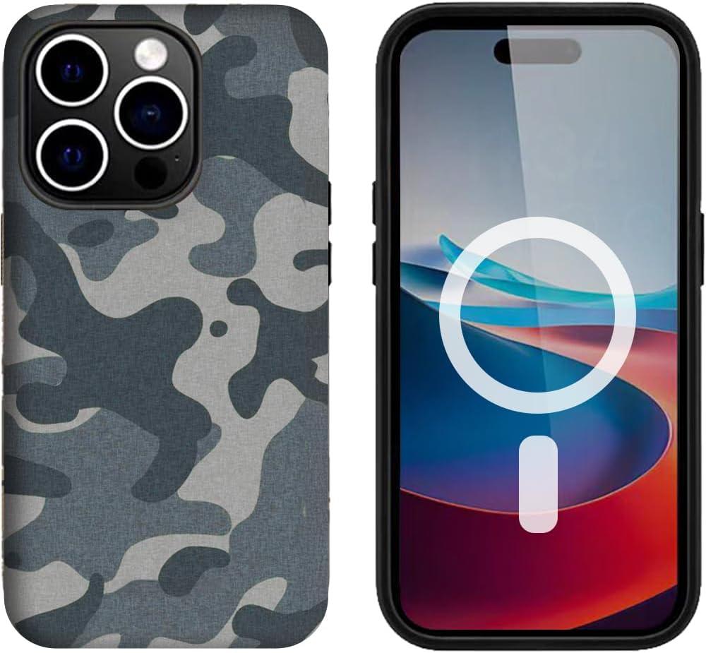 Case for iPhone 16 Pro,Hybrid 2-Layer Hard Shell Camouflage Camo Phone Case for Girl Women Boy Men,Scratch-Resistant Shockproof Case for iPhone 16 Pro