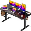 Huuger 55 x 28 Large Electric Standing Desk, Height Adjustable Computer Desk, 27.6" Deep Desktop, Stand up Gaming Office Table with 2 Hooks, 3 Preset Heights, for Home Office, Black