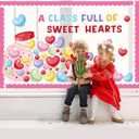 88Pcs Valentines Day Bulletin Board Set Pink Heart Bottle Classroom Decorations Conversation Heart Paper Cutouts for Romantic Classroom Home Window Door Wall Decorations Party Supplies