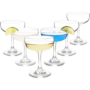 Crystal Coupe Champagne and Cocktail Glasses Daiquiri Manhattan Glasses Set of 6 Martini Drinking Set for Parties, Bars and Gifts, 7 oz