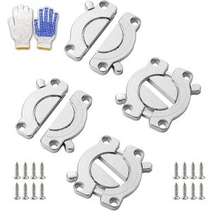 4 Pcs Zinc Alloy Table Buckle Connectors Heavy Duty Table Top Connector Latch, Secure Table Board Locking Hardware Kit, Universal Desk,Table Stabilizer DIY Furniture Dining (with Screws)