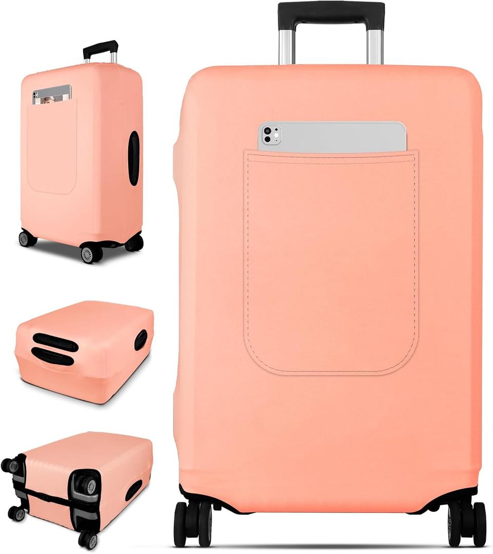 Slohif Luggage Cover for Suitcase Tsa Approved Protector - Carry on Luggage Sleeve Large Suit Case Cover Travel Stretch Luggage Case Protective Washable Fit 18-20 Inch Rose (Light Pink)