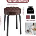 Sofeya Bar Stool Set of 2, 18.5 Inch Backless Round Faux Leather Stool with Metal Legs, Modern Stackable Upholstered Seated Short Bar Stools Chairs for Dining Room, Kitchen, Party, Brown