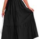 PRETTYGARDEN Midi Dress for Women 2025 Summer Smocked Ruffle A Line Long Flowy Dresses Cute Sleeveless Beach Sundress, Size Large 