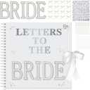 Fuyoooo 12 x 12 Inch Letters to The Bride Scrapbook Wedding Memory Book Bridal DIY Blank Paper Scrapbook Photo Album Guest Book Sign with Pearl Stickers, Metallic Letters, Bows(White)