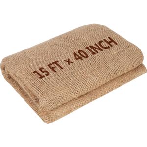 15FT x 40" Natural Jute Burlap Fabric, Burlap Cloth for Weed Barrier,DIY Crafts&Party Decor, Burlap Plant Covers Winter Freeze Protection, Burlap Tree Trunk Wrap for Outdoor Shrubs