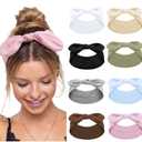 Tobeffect Bow Headbands for Women Non Slip, 3.5'' Wide Knotted Headband Hair Bands with Bows, Rabbit Ears Womens Turban Headbands Headwraps, Girls Strechy Cute Hair Accessories