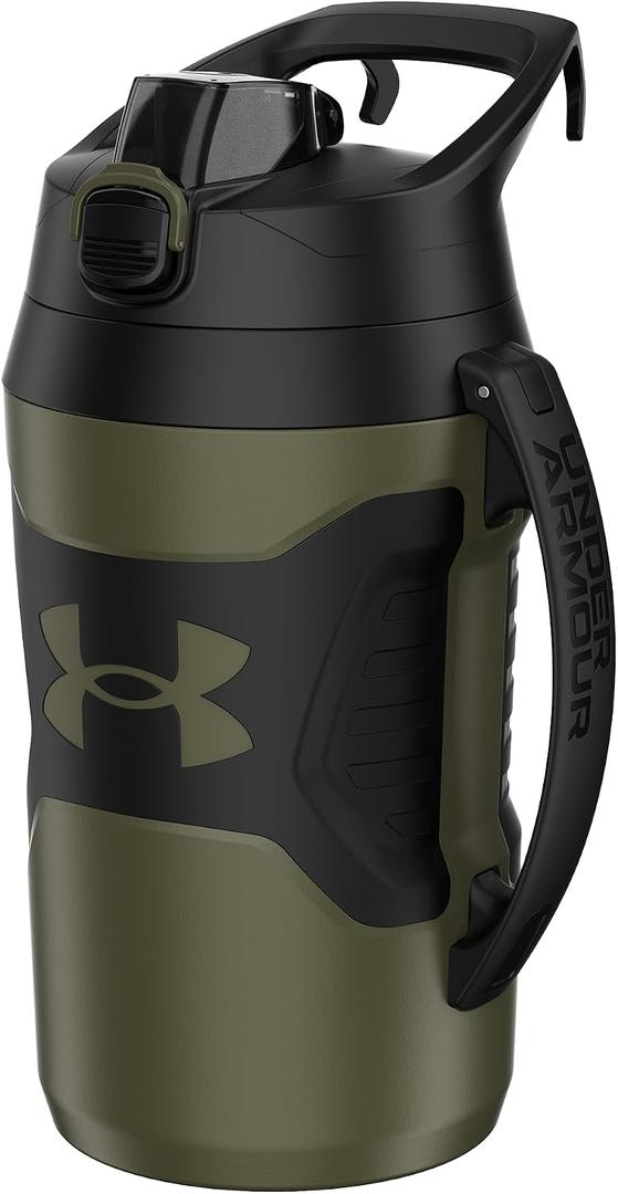 Under Armour Half Gallon Water Bottle Insulated, 64oz Insulated Water Bottle with Handle, Fence Hook, Leak Resistant, for Baseball, Football & More - Marine OD Green