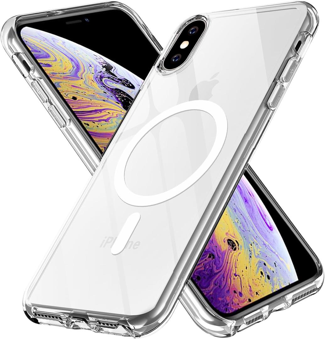 FanTEK Phone Case Compatible with iPhone X & iPhone Xs 5.8 Inch, Magnetic Clear Case Protective Bumper Hard Back Cover