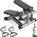 Sweetcrispy Mini Stair Stepper with Resistance Bands, Hydraulic Home Stepper Machine, 300 LBS Weight Capacity, Compact Cardio Equipment with LCD Monitor, No Assembly Required