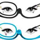 MMOWW 2 Pairs Makeup Reading Glasses for Women Magnifying Flip Down Cosmetic Readers (Black+blue)