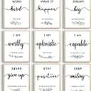 9Pcs Inspirational Wall Art Office Wall Decor Motivational UNFRAMED Posters Prints Positive Pictures Painting Greenery Affirmations Canvas For Bedroom,Living Room,Office,Classroom810