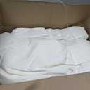 Feathers Down Comforter Twin - 100% Organic Cotton Quilted Medium Warm All Seasons Duvet Insert or Stand-Alone Comforter (68x90, Ivory White)