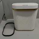 Bathroom Small Trash Can with Automatic Touchless Lid, 2.6 Gallon Smart Garbage Can Narrow Waterproof Trash Bin for Bedroom, Office, Living Room (Gold White)