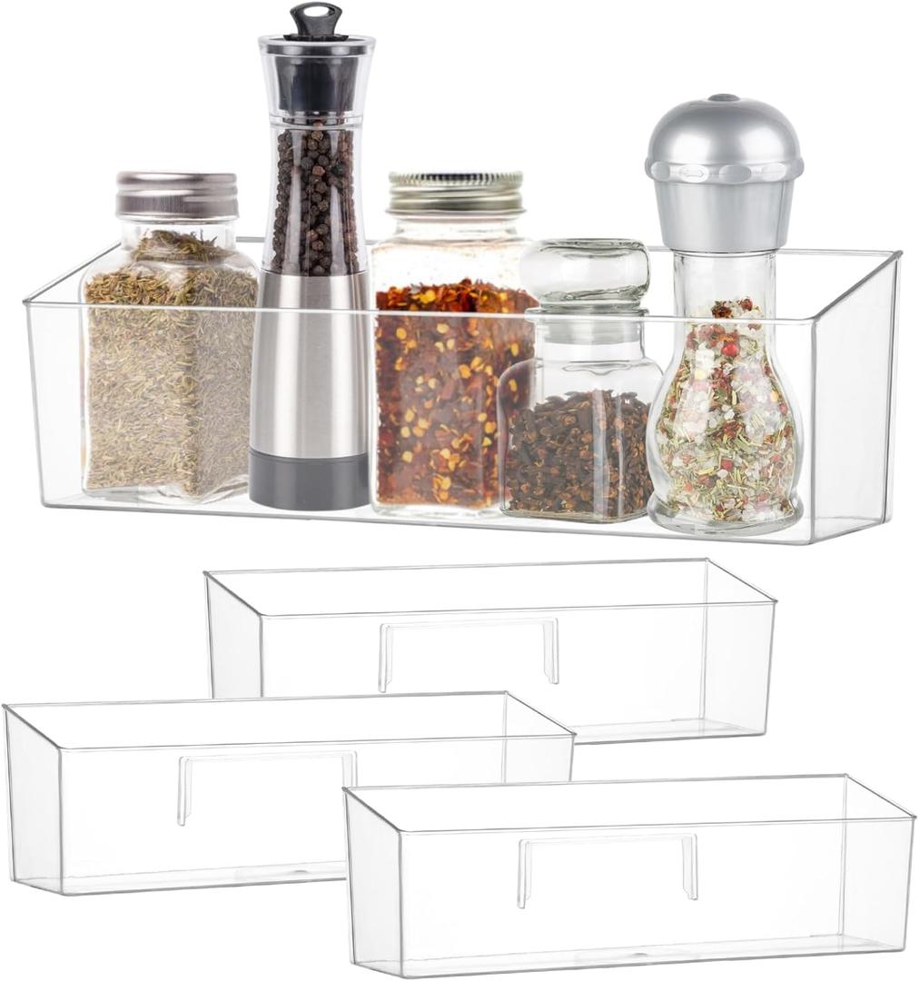 2 Pack Spice Rack, Spice Organization for Cabinet, Storage Organizer Bins, Clear Plastic Seasoning Jars Rack Condiment Bottles Shelf Makeup Organizer for Kitchen Cabinet Doors Pantry RV Organization