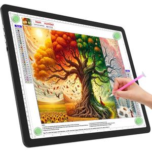 TOHETO A3 Light Board for Diamond Painting, Super Bright Magnetic Light Pad with Side Buttons, Lightbox for Tracing and Drawing, Corded Light Table for Sketching, Animation, Weeding Vinyl (Black)