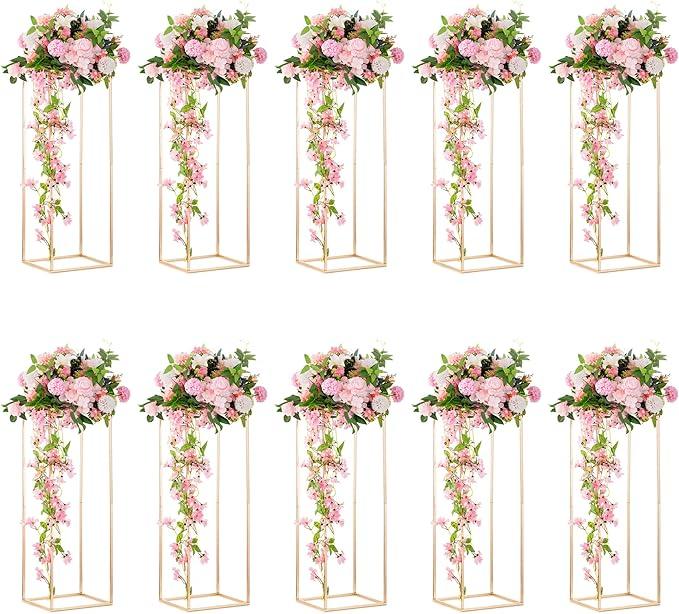 Gold Flower Stand for Table: 31.5” Tall Centerpiece Stand for Wedding Table Reception Floral Center Pieces with Home Decoration Party Event 10 PCS