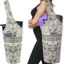Fashion Printed Yoga Mat Bag with Large Side Pocket & Zipper Pocket Long Tote Yoga Bag Fit Most Size Mats - Holds More Yoga Accessories (37"x15.5", Indian Floral)