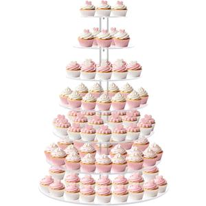 Large 7 Tier Cupcake Stand for 100 Cupcakes, Clear Round Cupcake Stands, Acrylic Wedding Cupcake Tower Stand, Cupcake Display Stand for Dessert Table, Cupcake Tier Stands