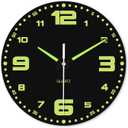 XFM Glow in The Dark Clock 16 Inch Modern Silent Non Ticking Wooden Clocks Battery Operated Night Light Wall Clock Decorative for Living Room Kitchen Bedroom