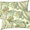 LVTXIII Outdoor/Indoor Lumbar Pillow Covers, Patio Decorative Lumbar Pillow Covers, All Weather Cushion Cases for Sofa, Patio Couch Decoration 12"x20", 2 Pack, Faylinn Shadow Paisley