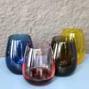 Stemless Wine Glasses Set 4 Colored Red White Wine Glasses 17oz Tumbler Crystal Glasses Pink Blue Gold