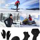 Tarpop Men's Beanie Hat Winter 5 Pieces Skull Knit Cap Neck Warmer Scarf Touchscreen Gloves Set Socks for Men (Black)