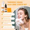 Turmeric Face Wash Set, Turmeric Facial Cleanser & Turmeric Soap Bar & Oil for Face & Body Suit to All Skin Type, Protect Sensitive Skin Improve Skin Condition Soothing Irritation