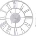 Metal Wall Clock Roman Numerals Battery Operated Decor Clock Silent Non-Ticking Modern Round Wall Clocks for Home, Hotel, Office, Bedroom (Silver, 10inch)