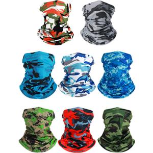 SATINIOR Summer Camo Neck Gaiter UV Protection Cooling Face Mask Sun Hood Bandanas for Men Women Sunscreen Breathable Bandana