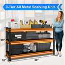 48" W Garage Shelving Heavy Duty, 1500LBS Loads Adjustable Garage Storage Shelves, 3-Tier Metal Shelving Units and Storage Racks, Industrial Utility Shelf,48" Wx18 Dx39 H, Orange