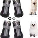 Dog Shoes for Small Dogs, Puppy Dog Boots & Paw Protector for Winter Snow Day, Summer Hot Pavement, Waterproof in Rain Weather, Ourdoor Hiking, Indoor Hardfloors with Anti Slip Sole 4PCS/Set (#3 (width 1.49 inch) for 10-15 lbs), Black 