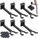 Therwen 6 Pcs Guitar Hanger Wall Mount Guitar Hangers Hooks Holders with Slat Adapter 180 Adjustable Black Hook Stand Wall Mount for Acoustic Electric Bass
