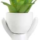 DIYOMR Cute Humanoid Ceramic Planter Pot, 3.7” Tall White Doll Small Succulent Bonsai Pots Cactus Container Creat Design for Home Office Desktop Decor, Not Include Plants (White A)