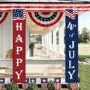COCHIE Happy 4th of July Decorations Banner a Set of 2, 12"x71" Fourth of July Party Door Porch Sign Banner for Home Yard Lawn Front Door Decor, Red Blue White Parties Decoration Indoor Outdoor (USA Flag)