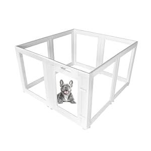 FXW AuraSpace Acrylic Indoor Dog Playpen for Puppies and Small Dogs, 24 Inch, 8 Panels, White