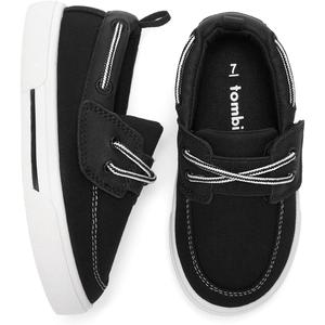 tombik Toddler Boys & Girls Boat Shoes Kids Canvas Sneakers (Toddler/Little Kid) (Black)- 6