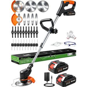 Akwnuoke Electric Weed Wacker Cordless 2 X 2.0Ah Battery Powered Weed Eater
