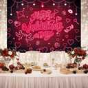 Happy Valentine's Day Backdrop Red Glitter Heart Neon Photography Background Valentines Day Party Decorations Supplies