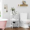 UTEX 3-Tier Ladder Shelf, Bathroom Shelf Freestanding, 3-Shelf Spacesaver Open Wood Shelving Unit, Ladder Shelf (White)