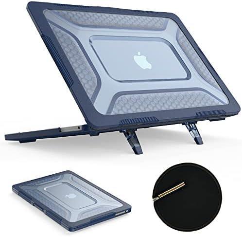 SEYMAC stock Case for MacBook Air 13.6 inch, Shock-Absorbing Protection with Folding Stand &Mouse Pad Case for MacBook Air 13.6 inch, Blue
