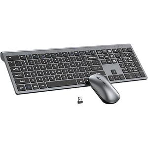Wireless Keyboard and Mouse Combo, Full Size Keyboard and Mouse, Long Battery Life, Optical Mouse, 2.4G Lag-Free Cordless Mice Keyboard Set Ultra Slim Design for Computer, Laptop, PC, Mac, Windows