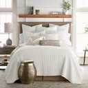 Levtex Home Mills Waffle King/Cal King Quilt Set (106x92in) with 2 Pillow Shams (36x20in) - Cream - Cotton Waffle King Size Quilt Bedding Set - Lightweight, Soft, Pre-Washed