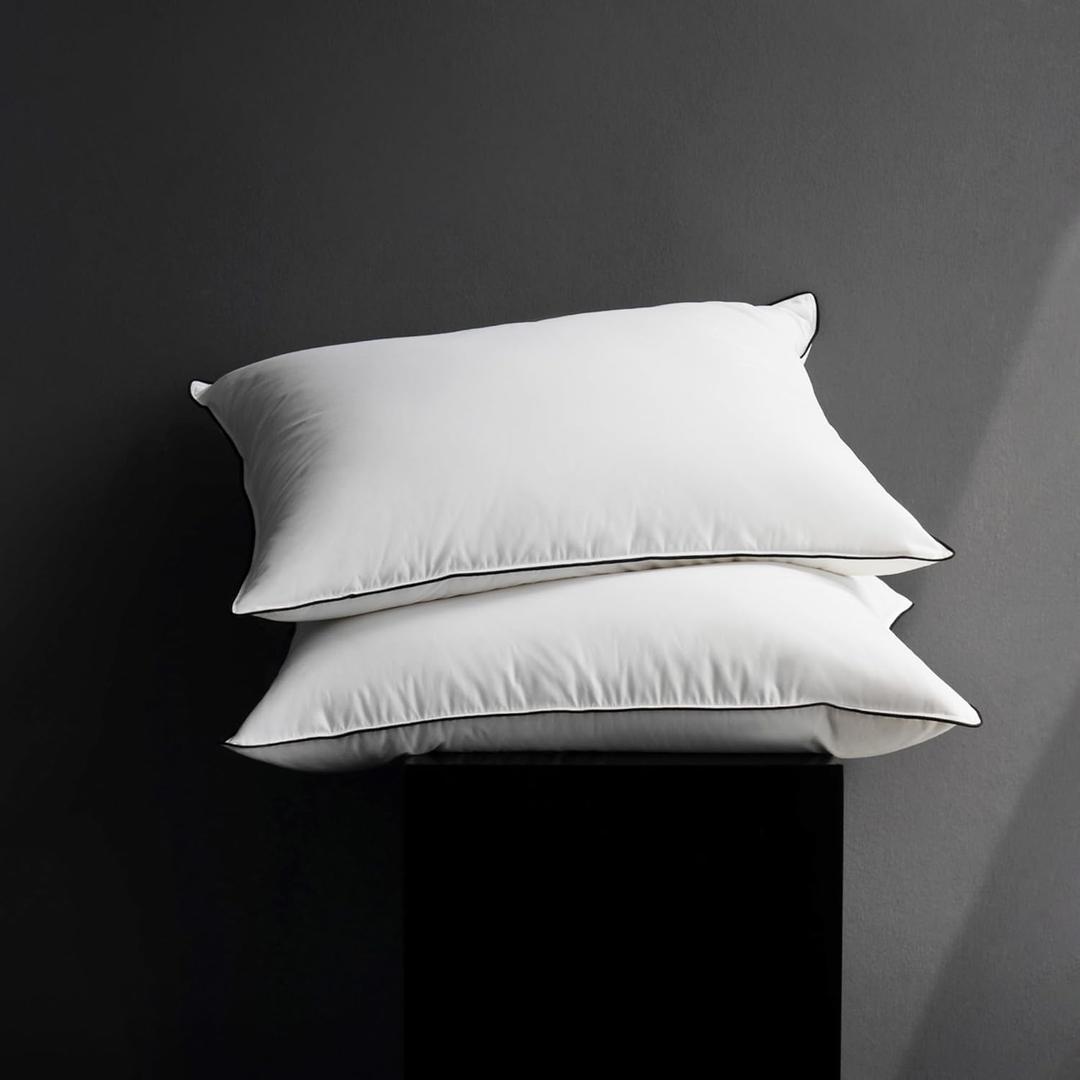 Premium White Luxury Goose Down Pillow - Ultra-Soft, Hypoallergenic, Hotel Quality for Optimal Comfort and Support - 1 Pack, Standard Size (20" x 26")