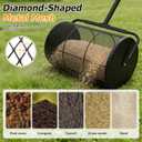 Compost Spreader 24in Peat Moss Spreader - U Shaped Comfortable Handle & Adjustable Height Powder-Coated Metal Mesh Hand Fertilizer Spreader for Garden Yard Lawn Care (Matte Black)